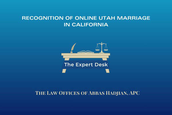 Recognition of Online Utah Marriage in California